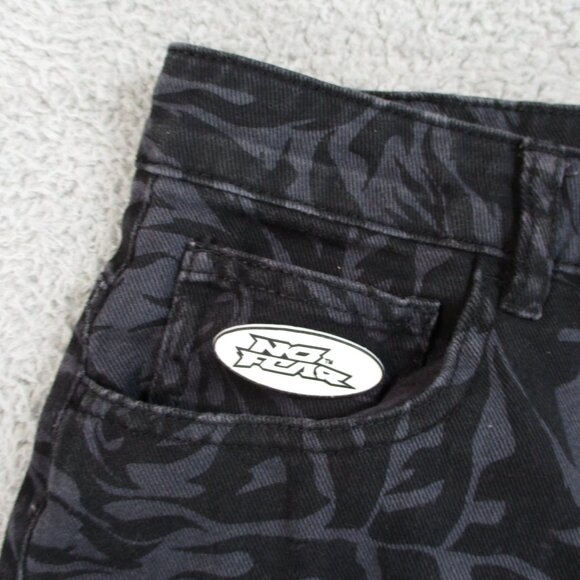 H&M No Fear Pants Womens 8 Black Wide Leg Loose Fit Twill All Over Print 29 x 31 - Picture 6 of 16